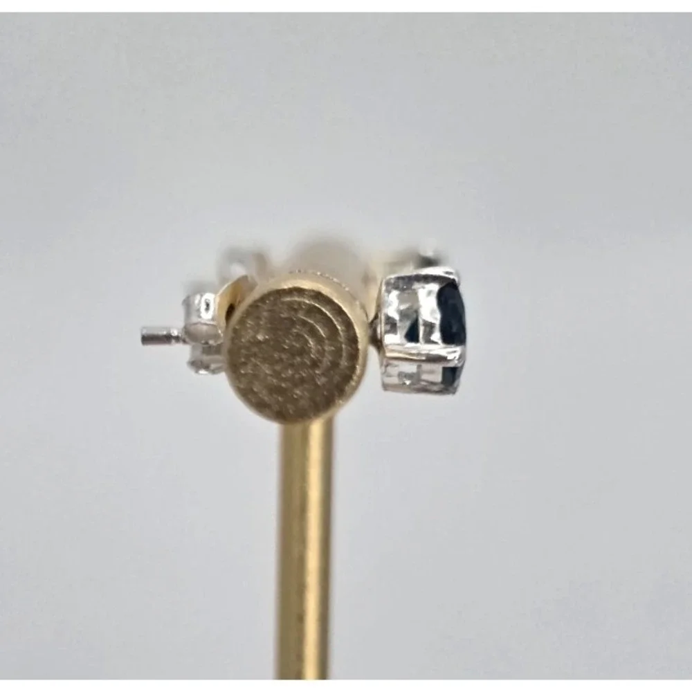 Roman Glass Teal Blue‎ Stud Earrings 5mm Round Faceted Sterling Silver 925 Posts